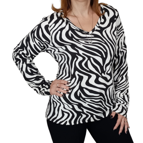 Blusa Manga Longa Estampa Zebra