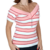 Blusa Feminina Tricozinho Gola Canoa Listrada Elegante Manga Curta - comprar online