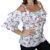 Camisa Feminina Ciganinha Boho Alça Larga Manga Curta Verão Estampada