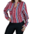Camisa Feminina Listrada Elegante Social Manga Comprida Bolso - comprar online
