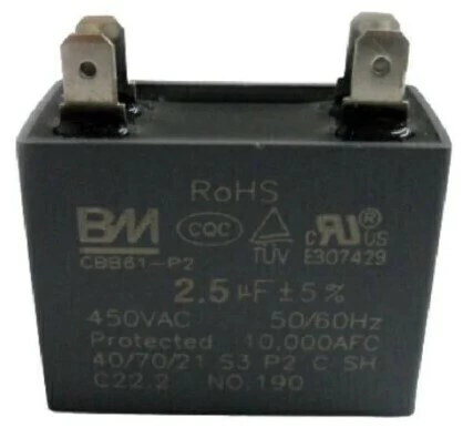 CAPACITOR DE ARRANQUE 2,5UF +5% 450VAC (MOTOR VENTILADOR)
