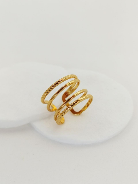 Anel 4 Fios Dourado em Aço Inoxidável - Ref 2307