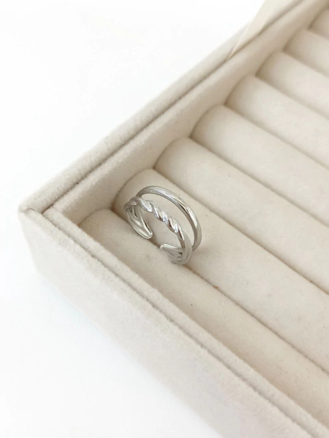 Anel Torcido Dois Fios Ajustavel em Aço Inoxidável - Ref 2510