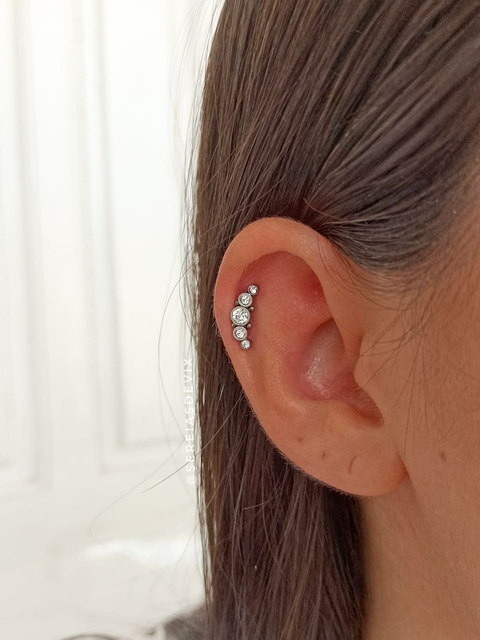 Piercing Labret 5 Strass Aço Cirúrgico Hélix e Trágus - Ref 2201