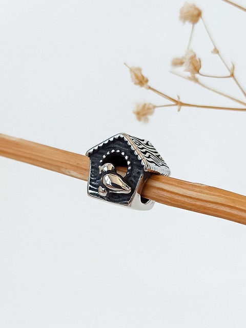 Berloque Casa Passarinho em Aço Inoxidável - Ref 2535