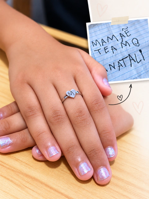 Anel Coração Personalizado Ajustável À Prova d’Água - Ref 3257