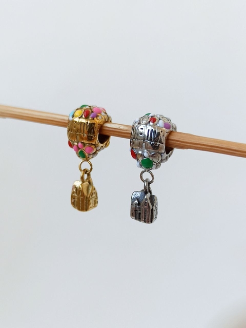 Berloque Casa com Balão em Aço Inoxidável - Ref 2621