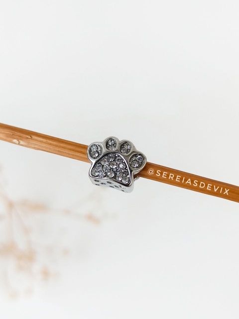 Berloque Patinha Pet Cravejada em Aço Inoxidável - Ref 2453