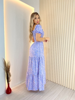 Vestido Longo Manga princesa - Estampa lilás floral na internet