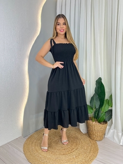 Vestido Midi Alça larga - Preto - comprar online