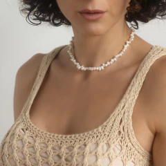 Colar Choker feminino perola legitima de agua doce 