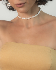 Colar choker feminino perola Barroca legitima