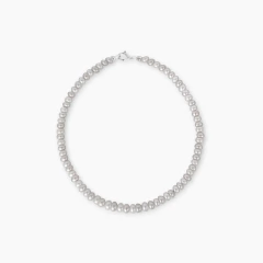 Colar clássico de pérolas naturais em formato de bivalves com fecho prateado