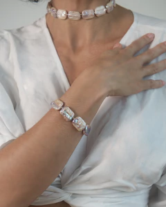 Pulseira perola legitima rose de agua doce