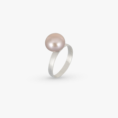 Anél feminino de prata 925 com perola legitima rose 