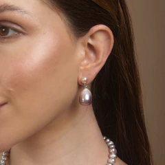 brinco de perola rose barroca legitima com prata 925