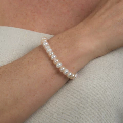 pulseira de perola legitima feminina rose e branca 