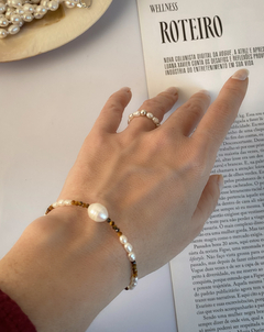 Pulseira Olho de Tigre e Pérola - Perla Bella