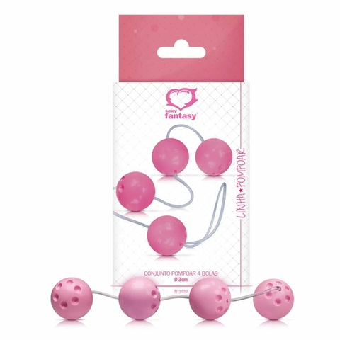 CONJUNTO DE 4 BOLAS COM PESO E CORDÃO DE SILICONE CORES SORTIDAS SEXY FANTASY