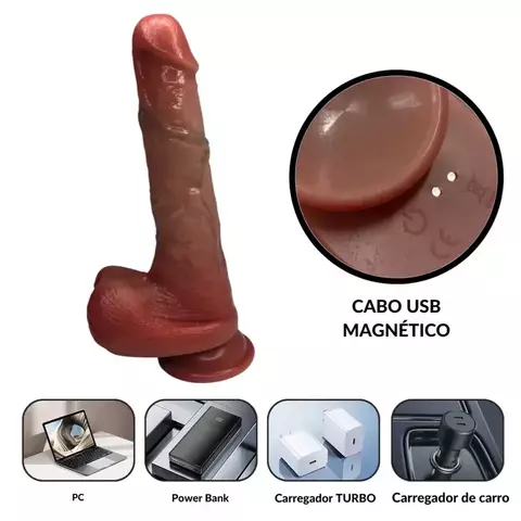 Prótese peniana vai e vem com aquecimento e controle remoto (16cm) - comprar online