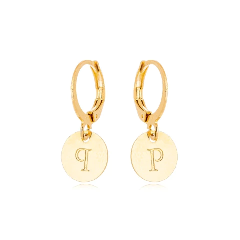 Argolinha com medalha e inicial sem resina