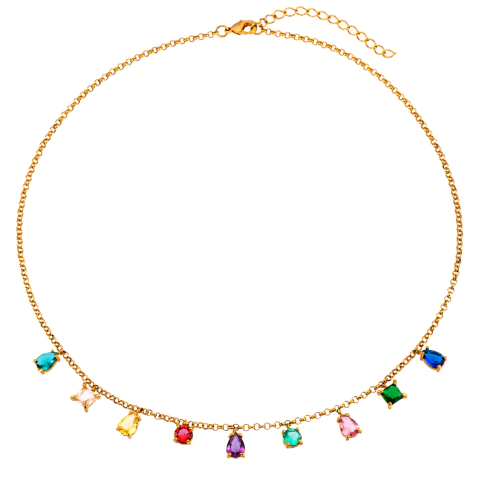 COLAR PEDRINHAS COLORIDAS - comprar online