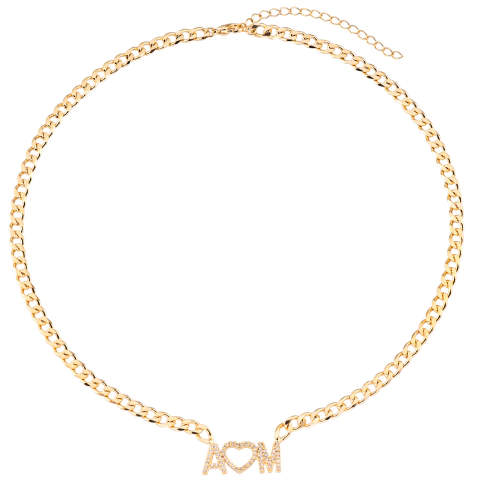 COLAR LETRA MÉDIA CRAVEJADA 9MM COM CORRENTE GROUMET GROSSA