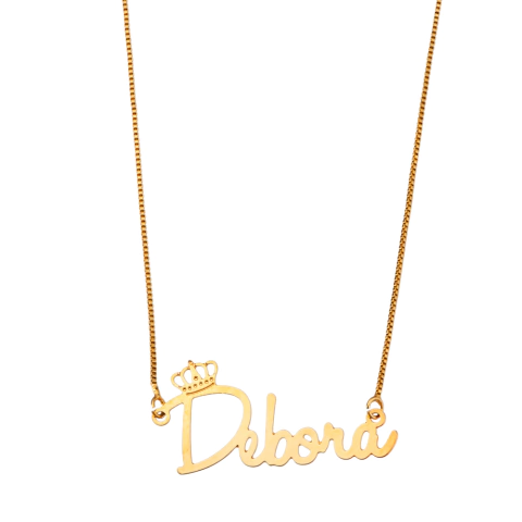 COLAR COM FONTE CURSIVA E COROA