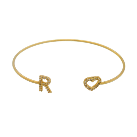 BRACELETE LETRA E CORAÇÃO DE ZIRCONIA - comprar online