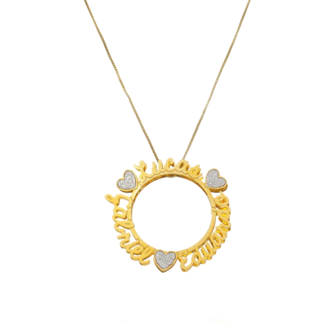 MANDALA DUPLA 4 CM FONTE CURSIVA CABE ATÉ 26 LETRAS CONTANDO OS CORAÇÕES