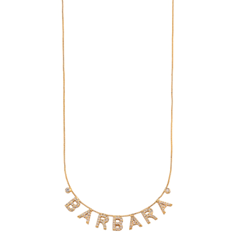 COLAR CORRENTE VENEZIANA LETRA MINI 6MM CRAVEJADA ATÉ 10 LETRAS E PONTO DE LUZ NO COMEÇO E NOFINAL