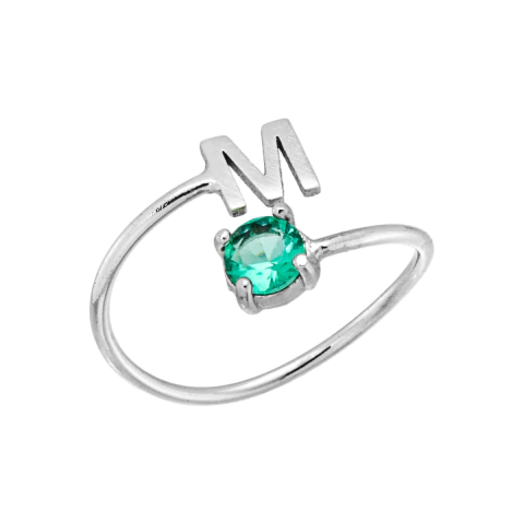 ANEL REGULAVEL LETRA COM UMA PEDRA - comprar online