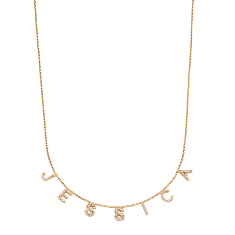 COLAR CORRENTE VENEZIANA LETRA MINI 6MM CRAVEJADA