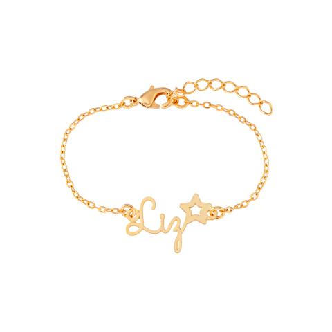 PULSEIRA INFANTIL LETRA FINA COM SÍMBOLO NA FRENTE - CORRENTE CADEADO FINA - comprar online