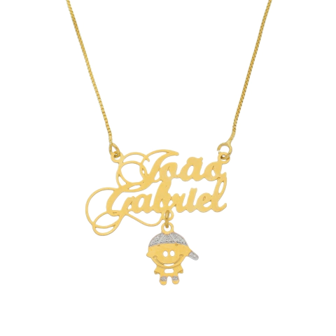 COLAR PERSONALIZADO LETRA TRABALHADA COM PINGENTE