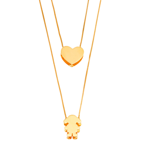 COLAR DUPLO CORAÇÃO 1 CRIANÇA