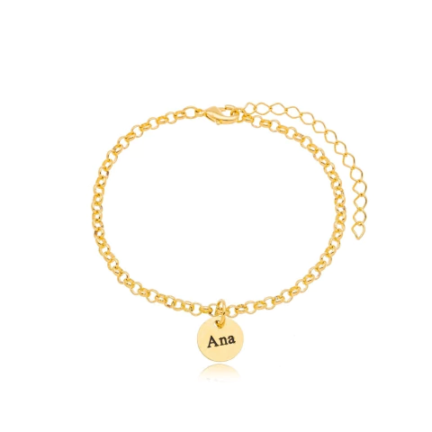 Pulseira elo português e chapinha personalizada - comprar online