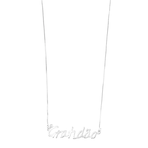 COLAR GRATIDÃO COM PEDRINHA E CORRENTE VENEZIANA 0,6