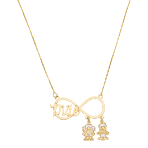 COLAR INFINITO MÃE COM PINGENTES PENDURADO (ATÉ 4 BONEQUINHOS)