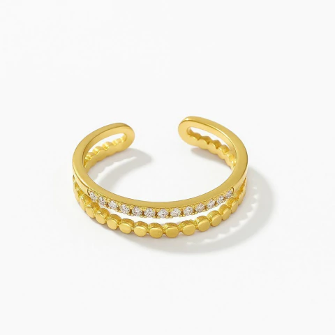 ANEL DUPLO BOLINHAS E ARO CRAVEJADO - comprar online