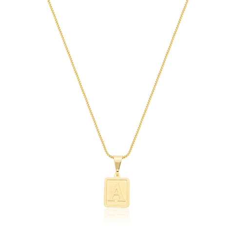 COLAR MEDALHA RETANGULAR PEQUENA INICIAL - comprar online