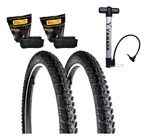 Par Pneu Levorin Excess Aro 26x1.95 + 2 Câmara + Bomba