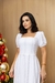 Vestido Max Midi, Manga princesa 2/4, em crepe bordado, Decote quadrado, Saia Max Midi, Aplicações de guipir - comprar online