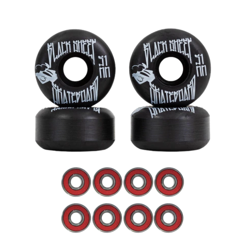 Roda de Skate 51mm Preta + Rolamentos Abec 5 - comprar online