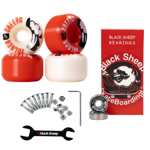 Roda Black Sheep 54mm Importada + Rolamento Black Sheep Importado Red + Parafuso de Base Black Sheep Importado 10 mm Silver C/Chave