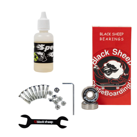 Rolamento Black Sheep Importado Red + Parafuso de Base Black Sheep Importado 10 mm Silver C/Chave + Óleo Lubrificante Rolamento Black Sheep