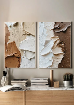 Dupla de Quadros -Textura Impasto Neutra