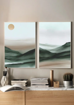 Dupla de Quadros - Paisagem Aquarela