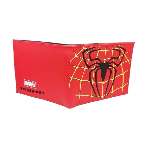 BILLETERA SPIDERMAN ROJA LOGO ARAÑA TELARAÑA AMARILLA