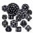DADOS DE ROL NEGROS NUMEROS BLANCOS, ESFERICOS, CUADRADOS x15